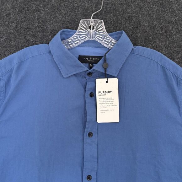 rag & bone Pursuit 365 Shirt Men's Extra Large Bayside Blue Slim Fit Button Up - Picture 2 of 7